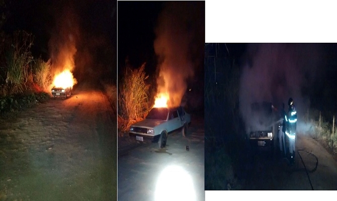 Bombeiros de Votuporanga apagaram as chamas, mas carro ficou destruído 