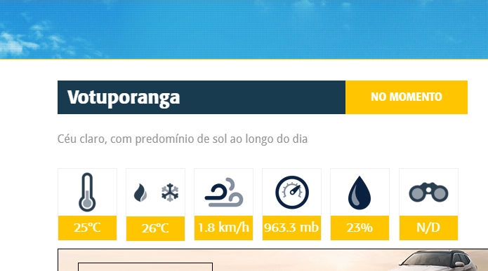 Condição do ar no site do Tempoagora