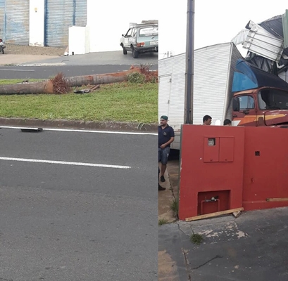 SUSTO: caminhão sem motorista perde freio e atravessa avenida em Votuporanga