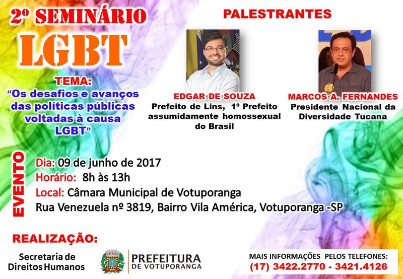 Seminário LGBT em Votuporanga no dia 9