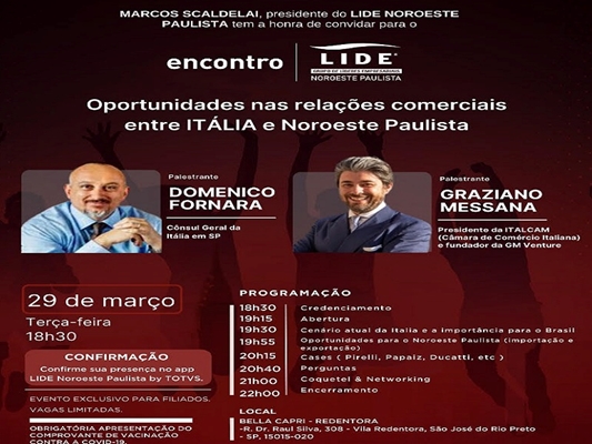 LIDE apresenta oportunidades comerciais na Itália