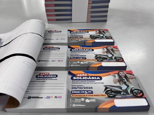 Cupons para sorteio de moto 0 km estão disponíveis nas entidades