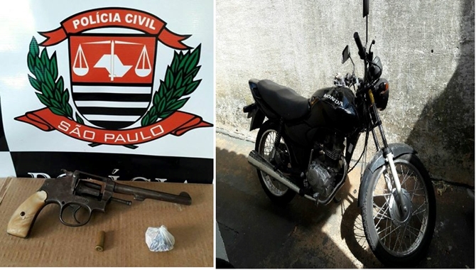 Investigadores da DISE pegam moto furtado e arma usadas em assaltos 