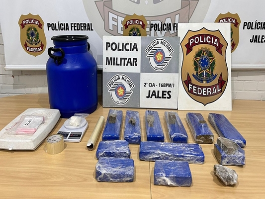 Entorpecentes apreendidos na Polícia Federal de Jales