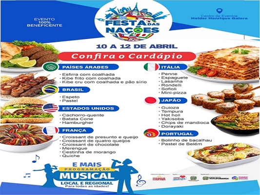 Cardápio da Festa das Nações já está disponível 