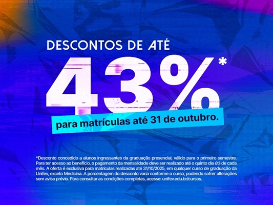 Unifev está com inscrições abertas para o Vestibular 2026