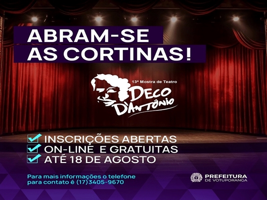 Inscrições para 13ª Mostra de Teatro Deco D’Antônio